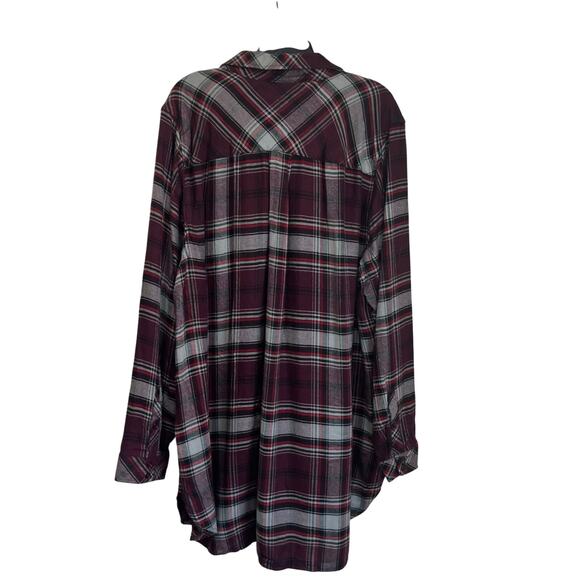 Torrid Lizzie Brushed Burgundy Plaid Long Sleeve Tunic Top 3X NWT - Picture 3 of 11